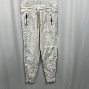 Athleta 100% Linen Cabo Linen Joggers Cream White 4